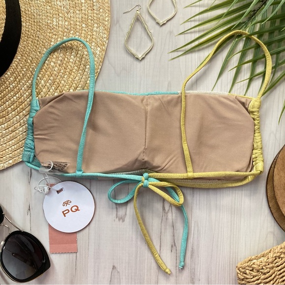 PQ ☀️ Divine Luna Wave Blue Yellow Shimmer Bralette Bikini Top - Picture 6 of 12